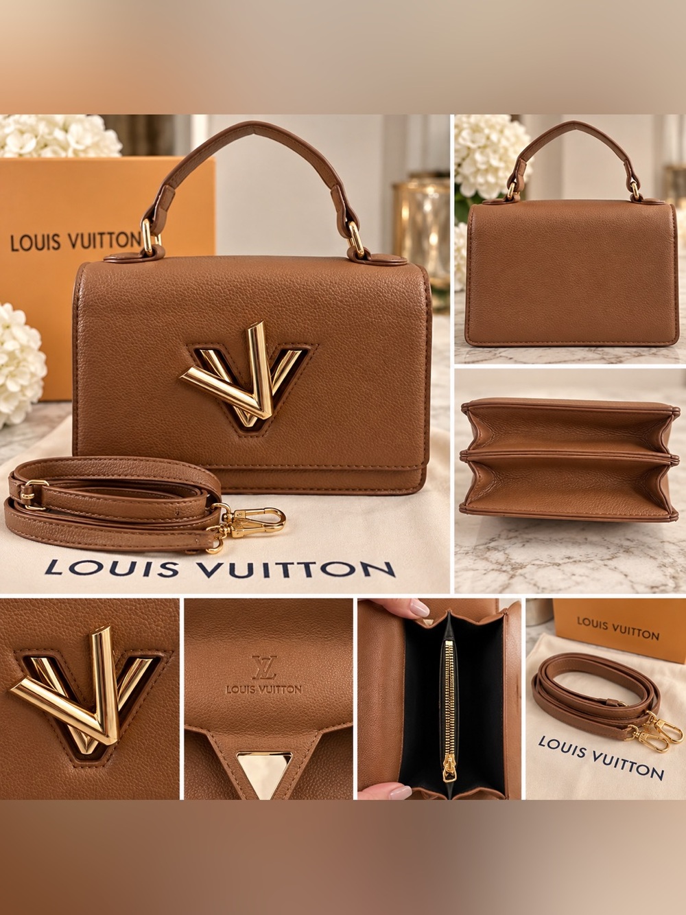 Unlisted Brown Leather Top-Handle Satchel with Gold Hardware